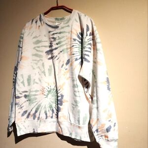 Dreamsicle Tie Dye Round Neck Oversized Sweatshirt